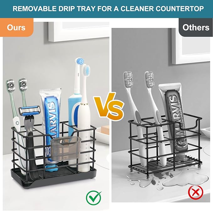 Toothbrush Holders for Bathrooms, Stainless Steel Bathroom Toothbrush Holder - Image 2
