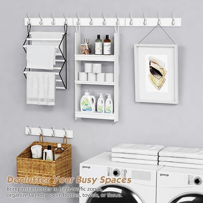 Forbena White Coat Rack Wall Mount 4-Pack, Coat Hanger Wall Mounted - Image 7