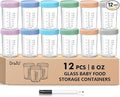 DRKIO 12 Pack Glass Baby Food Storage Containers - 8 Oz Baby Food Jars by DRKIO