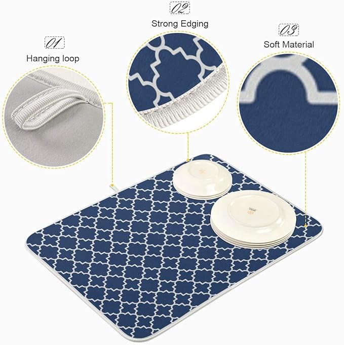 Super Absorbent Dish Drying Mat, Microfiber Fast-Drying Dish Mat, Kitchen Dish - Image 4