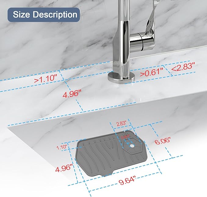 Sink Drain Mat - Unilateral Faucet Guard - Image 3