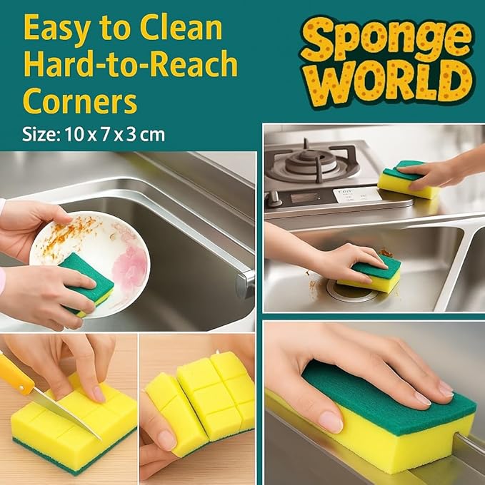 Dish Sponge, Non Scratch Sponges, Heavy Duty Scrub Sponge 24 Pack, Kitchen - Image 6