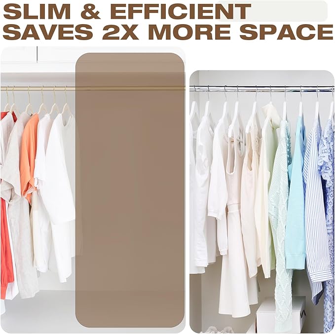 50 Pack Beige Velvet Hangers, Non Slip, Heavy-Duty, Space Saving, - Image 7