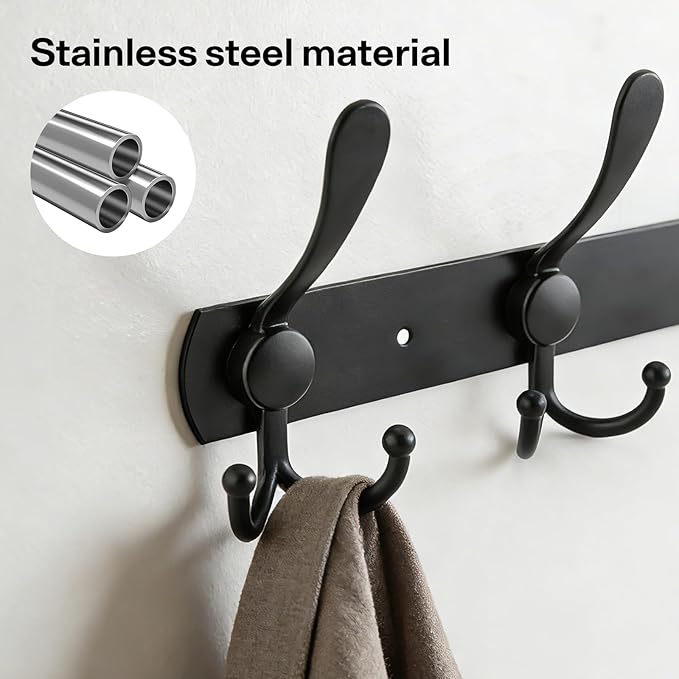 Black Wall Mounted Coat Rack – L-Shaped Towel Rack - Image 6
