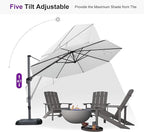 PURPLE LEAF 11 Feet Patio Umbrella with Base Outdoor Cantilever Round Umbrella Aluminum Offset Umbrella with 360-degree Rotation for Garden Deck Pool Patio Light White - Image 6