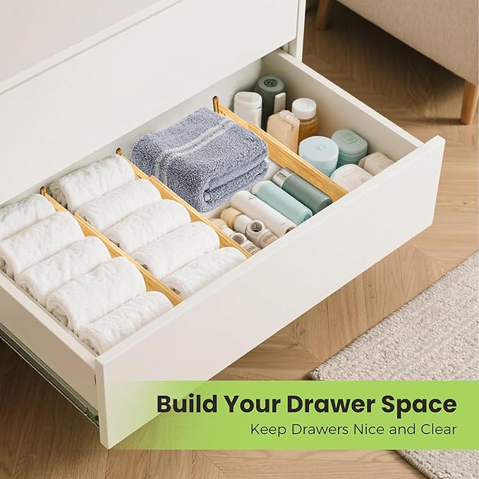 Drawer Divider, Adjustable Bamboo Kitchen Drawer Organizer, Spring Loaded - Image 7