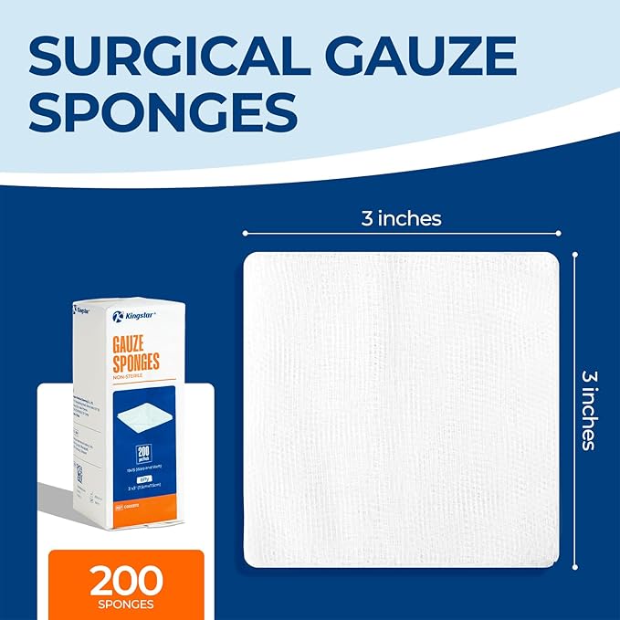 200 Pack 3x3 Inch Gauze Sponges 8-Ply, 100% Cotton Soft Woven Gauze Pads - Image 3