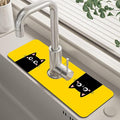 Cute Black Cat Head Kitchen Sink Splash Guard Mat Absorbent Fast Drying Mat by Unknown