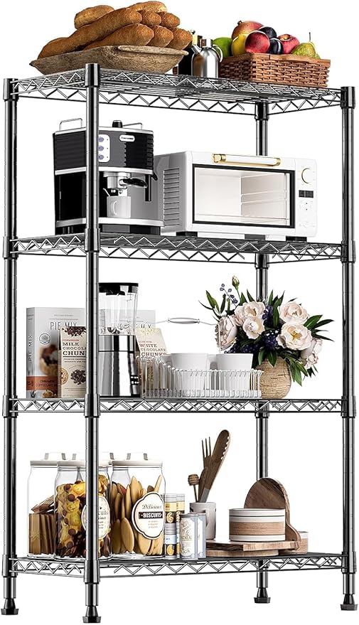 Xcity Storage Shelves, 4 Tier Heavy Duty Metal Shelving Unit, 1600 LBS Capacity Adjustable Steel Wire Shelf Organizer for Pantry, Kitchen, Garage, 14" D x 36" W x 54" H, Black by Unknown