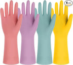 4 Pairs Rubber Kitchen Dishwashing Gloves by Likealot