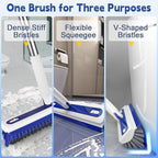 4-in-1 Floor Scrub Brush with Long Handle V-Shaped Crevice Brush Floor Scrubber - Image 2