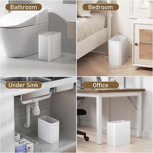 Small Bathroom Trash Can 2.4 Gallon Wastebasket Slim Metal Garbage Can - Image 7