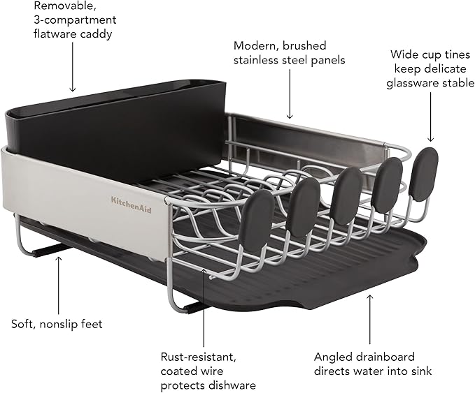 KitchenAid Compact, Space Saving Rust Resistant Dish Rack - Image 8