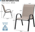 Patio Dining Chairs Set of 4, Stackable Dining Chairs High Back, Breathable Seat Fabric and Alloy Steel Frame for Backyard, Porch, Garden, Sunroom (Light Brown) - Image 3