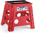 Delxo Folding Step Stool,Non-Slip Stool 13 inch Height Premium Heavy Duty Foldable Stool for Kids and Adults,Kitchen Garden Bathroom Steppingstool 1 Pack in Red,Dotted Texture by Delxo
