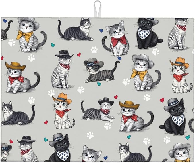 Pet Lover Cat Dish Drying Mat 18x24 by indokyeyqaz