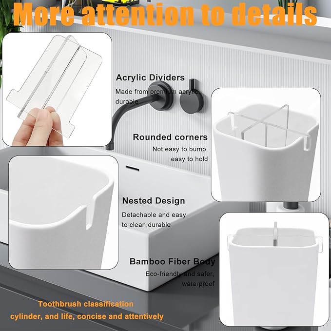 Toothbrush Holder for Bathroom, 4 Slots Electric Toothbrush and Toothpaste - Image 5