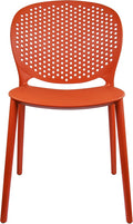 2xhome Patio Dining Chair | Modern Stackable Outdoor Pool Side Chair | Weather Resistant Plastic for Yard, Porch, Balcony, Kitchen, Orange, Single, Set of 1 by 2xhome