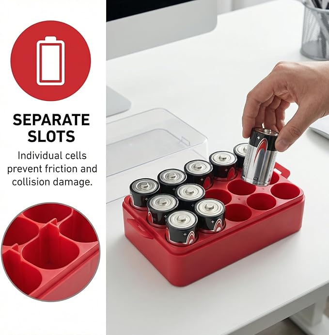 ALCYON Battery Organizer Storage Case, Battery Vault Box Container - Image 2