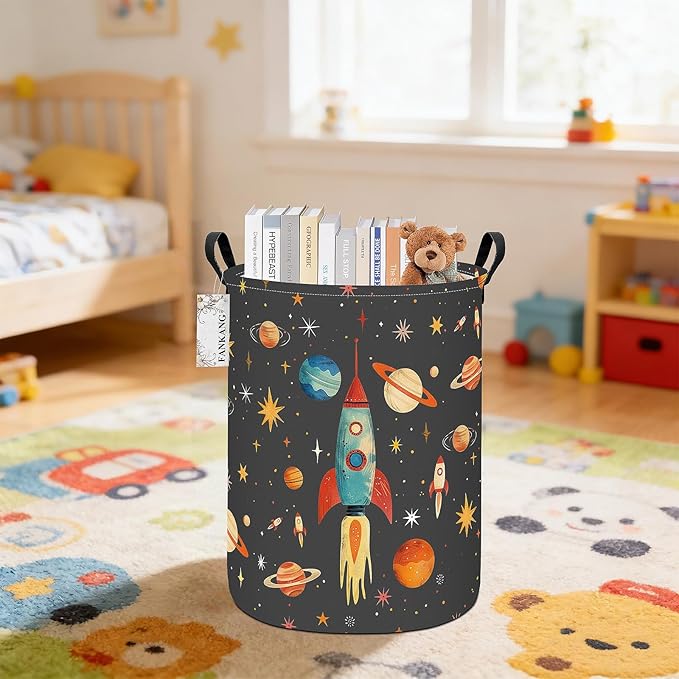 FANKANG Storage Basket, Nursery Hamper Canvas Laundry Basket Foldable - Image 3