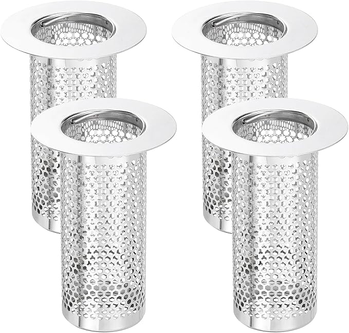 uxcell 4 Pack Shower Drain Strainer, 3.2" x 2.2" 304 Stainless Steel Floor by uxcell