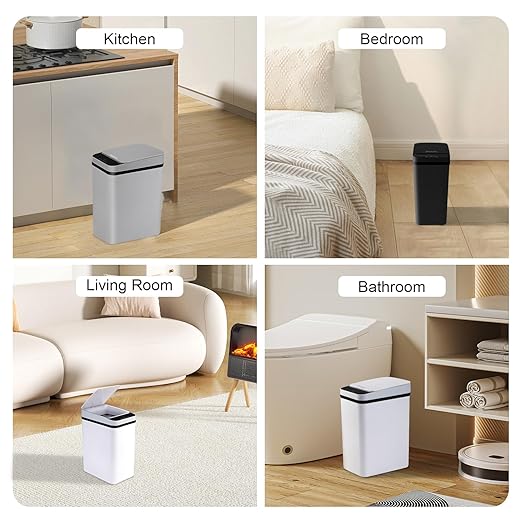 3 Pack Bathroom Trash Can with Lid, 2.5 Gallon Small Slim Trashcan, Automatic - Image 7