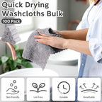Newwiee 100 Pcs Washcloths Bulk Quick Drying Bathroom Wash Clothes 12 x 12 Inch - Image 3