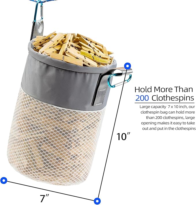 Mesh Clothespin Bag Holder Outside, Ventilation and Moisture Resistance - Image 2