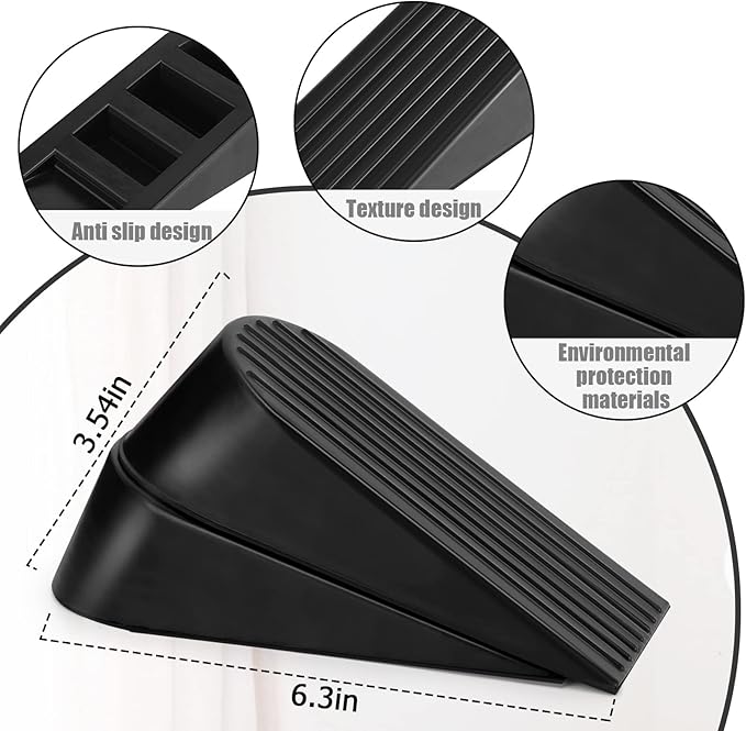 Big Door Stopper 2 Packs, Heavy Duty Wedge Rubber Door Stop Works on All Floor - Image 4