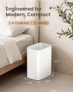Cesun Small Bathroom Trash Can, 3.4 Gallon Metal Garbage Can, Slim Stainless - Image 6