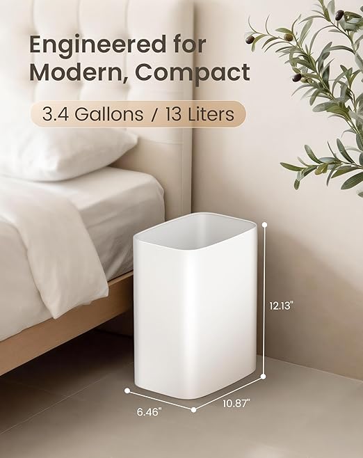 Cesun Small Bathroom Trash Can, 3.4 Gallon Metal Garbage Can, Slim Stainless - Image 6