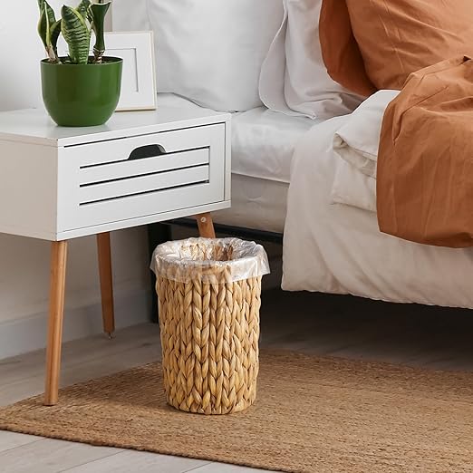 2 Gallon Wicker Trash Can, Woven Water Hyacinth Wicker Waste Basket - Image 5