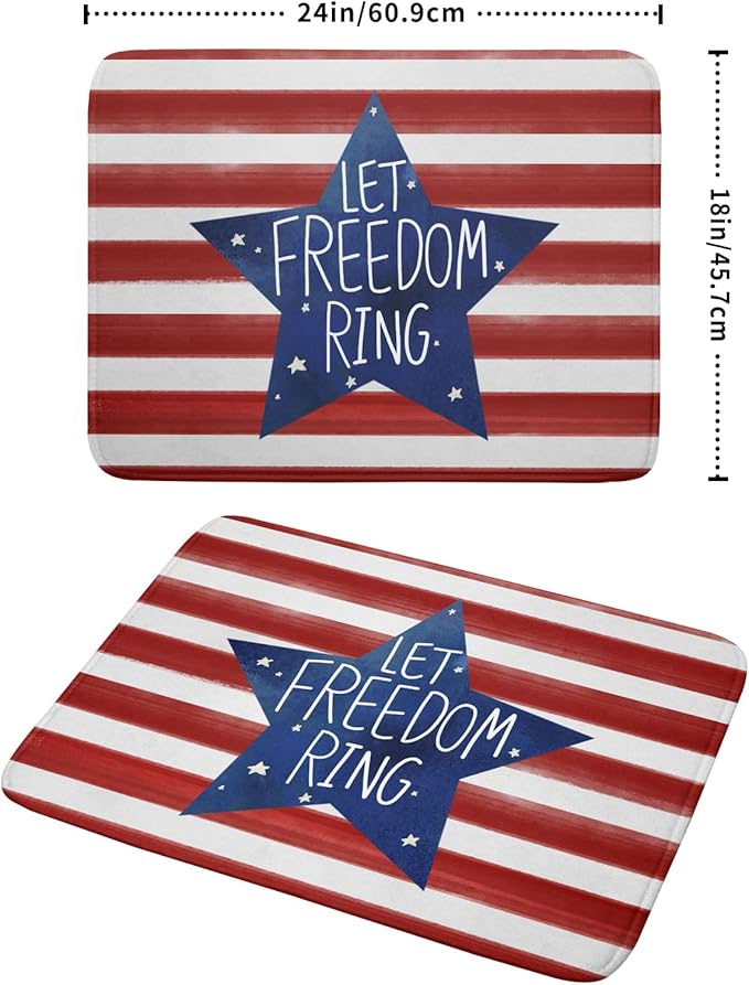4th of July Dish Drying Mat for Kitchen Counter Patriotic Absorbent Reversible - Image 2