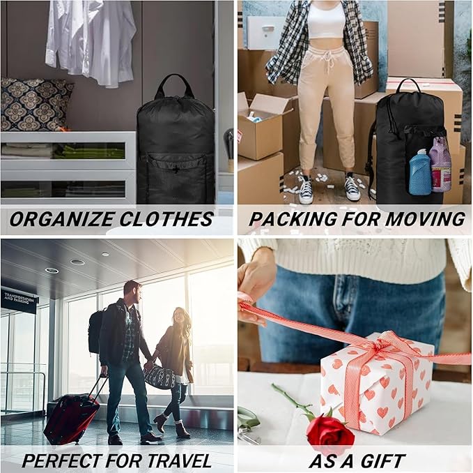 Laundry Bag Backpack with Shoulder Straps and Mesh Pocket Laundry Backpack - Image 6