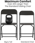 Flash Furniture Hercules Series Big & Tall Stackable Plastic Folding Chairs, Extra Wide Commercial Event Seats, Set of 4, Black - Image 6