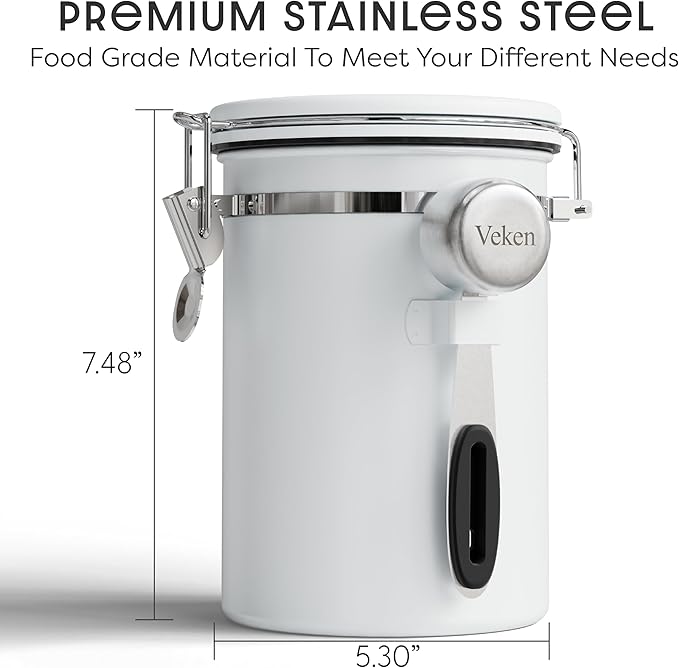 Veken Coffee Canister with Window, Easter Gifts Airtight Stainless Steel - Image 3
