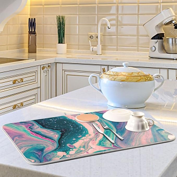 Super Absorbent Dish Drying Mat, Microfiber Fast-Drying Dish Mat, Kitchen Dish - Image 6