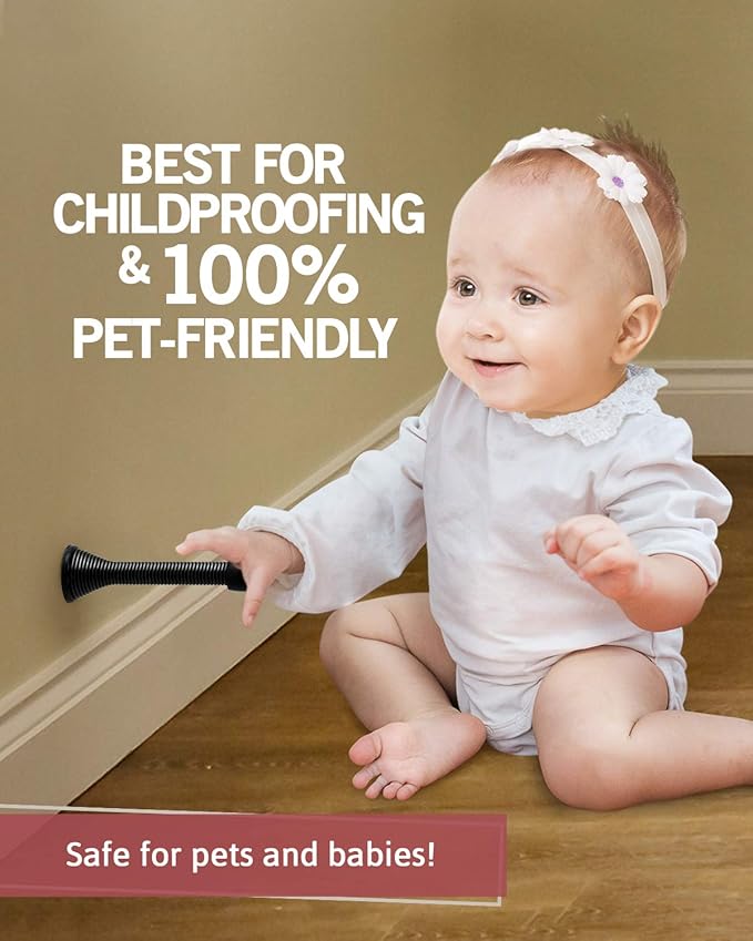 Jack N’ Drill Spring Door Stop | Flexible Heavy Duty Black Door Stop - Image 3