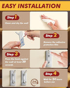 Auxmir Self Adhesive Hooks for Hanging 15lb, Stainless Steel Wall Hooks for - Image 9