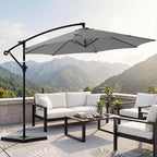 OLIXIS 9.7FT Offset Patio Umbrella with Base, Cantilever Table Umbrellas for Outdoor Sun Shade UV Protection with Easy Tilt Adjustment, 8 Ribs for Backyard, Lawn, Garden, Pool - Grey - Image 7