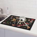 Mushroom Dish Drying Mat for Kitchen Counter 18"x24" Moth Gothic Witchy Dishes - Image 2