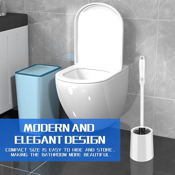 Toilet Brush and Holder Set, 4 Pack Long Handle Non-Slip Grip Toilet Bowl Brush​ - Image 3