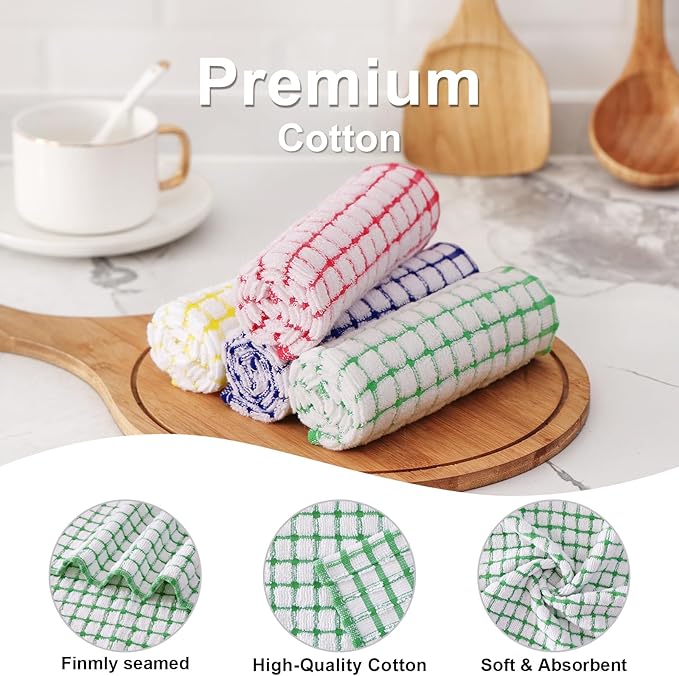 Kitinjoy Cotton 8 Pack Terry Kitchen Dish Cloths, 12 x 12 Inches Super Soft and - Image 2
