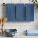 Chambray Light Blue Kitchen Hand Dish Towels: Oversized 28" x 18", 100% Cotton - Image 2