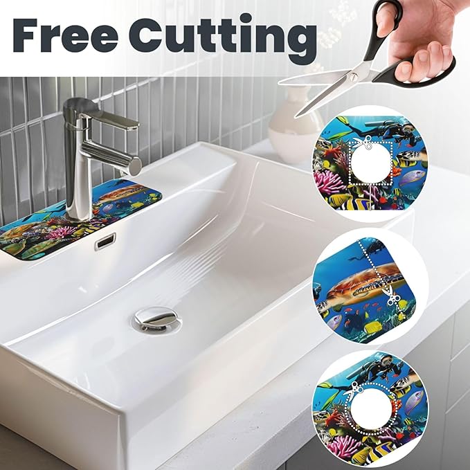 Marine turtle Kitchen sink faucet pad, strong water absorption, anti slip - Image 3