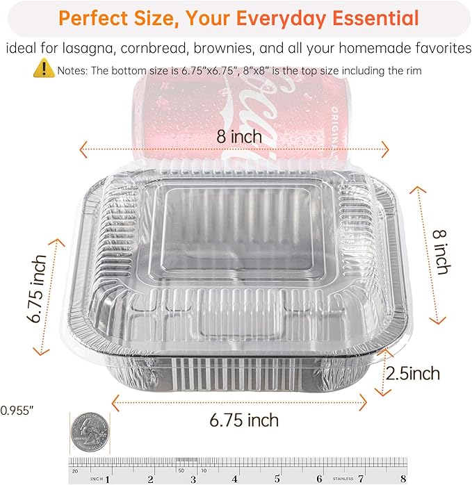 8x8 Aluminum Pans with Clear Lids - Image 3
