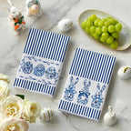 Artoid Mode Blue Stripe Rabbit Bunny Eggs Easter Kitchen Towels Dish Towels - Image 3