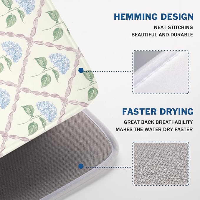 Hydrangea Floral Dish Drying Mat - Image 4