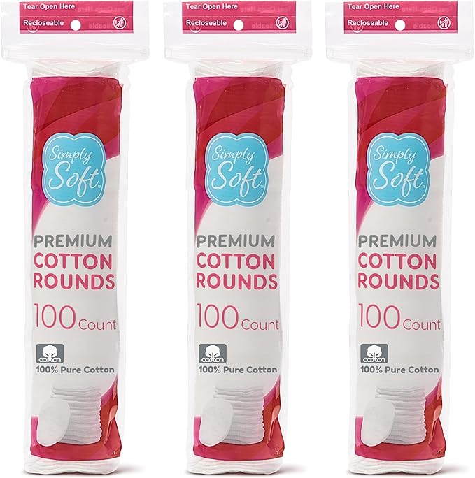 Medline Simply Soft Cotton Rounds, 100% Cotton Absorbent and Textured Cotton by Medline