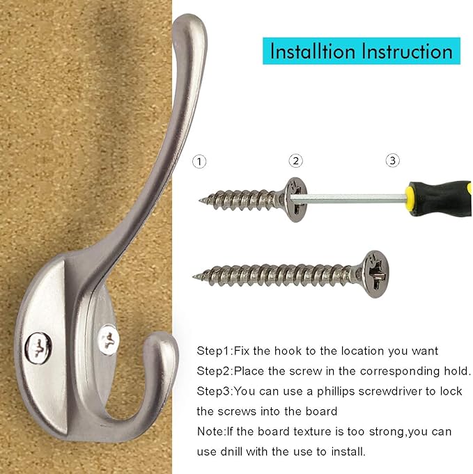 IBosins 10 Pack Dual Coat Hooks Wall Mounted - Image 4